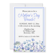 Bleu Aquarelle Bleu Fleur Fête des Mères Brunch