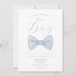 Invitation Bleu arc cravate c'est garçon baby shower invitati