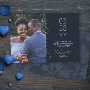 Invitation Bleu ardoise, mariage gris bleu Enregistrer la dat