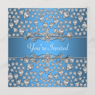 Invitation Bleu argenté de diamants toute l'invitation de