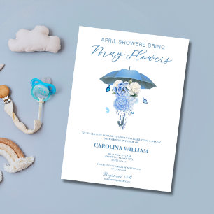 Invitation Bleu Avril Douches Apportent le Baby shower de Fle