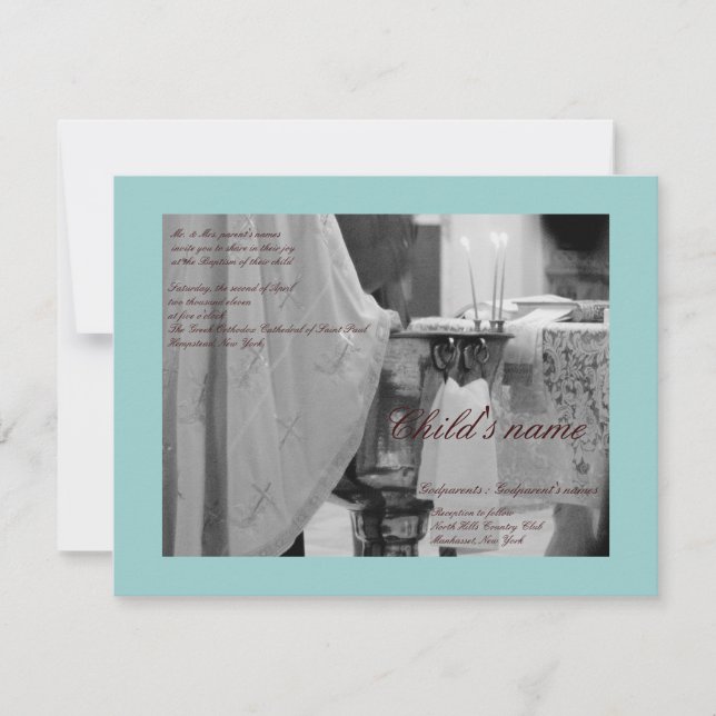 Invitation Bleu baptismal (Devant)