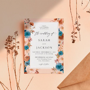 Invitation Bleu beige et bleu foncé Mariage S2