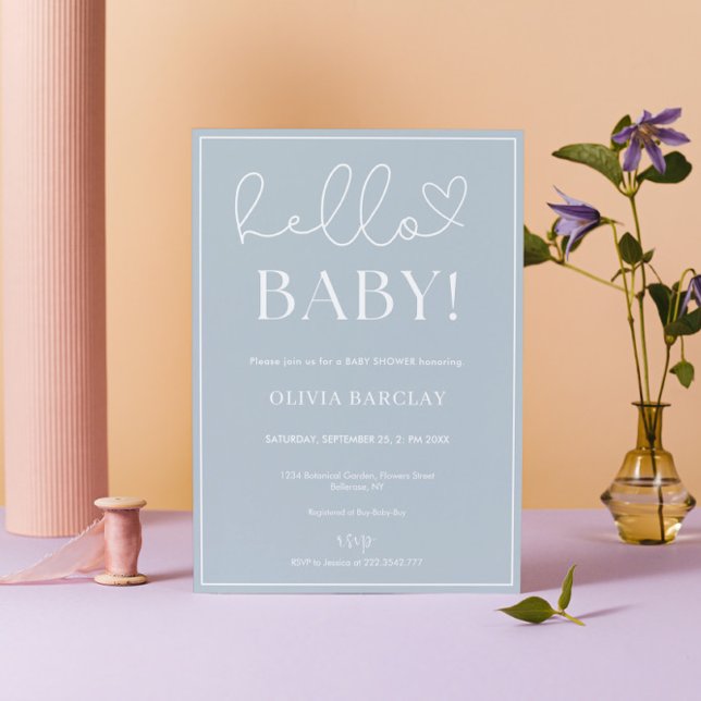 Invitation Bleu blanc bébé garçon douche (Créateur téléchargé)