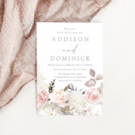 Invitation Bleu Blanc Botanique Roses Toutes les saisons Mari