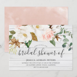 Invitation Bleu blanc Floral belle Fête des mariées rustique