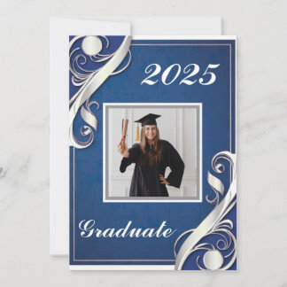 Invitation Bleu Blanc Graduation 2025