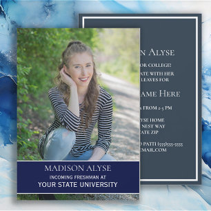 Invitation Bleu blanc Grand Collège Trunk Party Photo