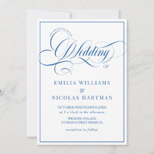 Invitation Bleu Blanc Mariage Tout En Un Éditorial