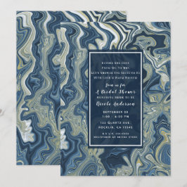 Invitation Bleu Blanc Or Chic Tourbillon Moderne Baby Shower 