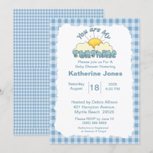 Invitation Bleu Blanc Vous Êtes Mon Baby shower Soleil