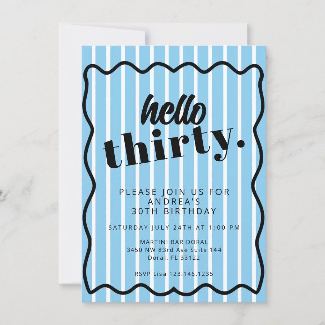 Invitation Bleu Blancs Trente 30e anniversaire (Devant)