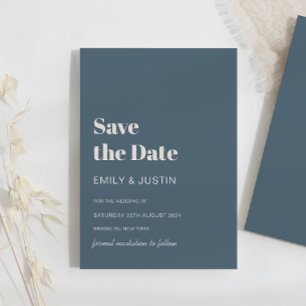 Invitation Bleu bleu marine moderne beige Enregistrer la date