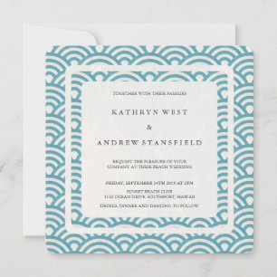 Invitation Bleu bleu marine Vagues stylisées Mariage moderne