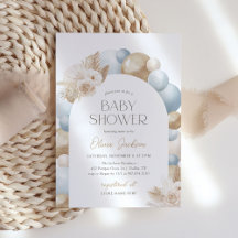 Bleu Boho Pampas Grass Arch Baby shower garçon