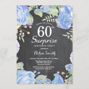 Invitation Bleu botanique Floral Surprise 60e anniversaire