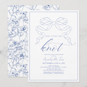 Invitation Bleu Bow Attache la Fête des mariées de noeud