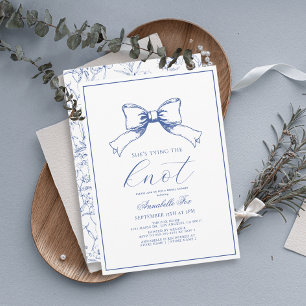 Invitation Bleu Bow Attache la Fête des mariées de noeud