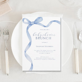 Invitation Bleu Bow  Baby shower Brunch