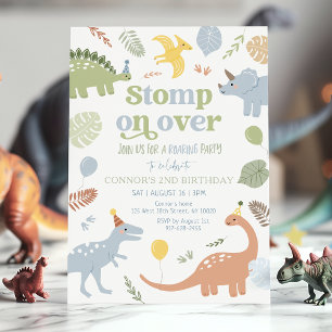 Invitation Bleu Boy Boho Dinosaur Anniversaire