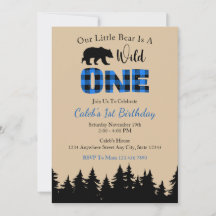 Bleu Buffalo Plaid Lumberjack 1er anniversaire