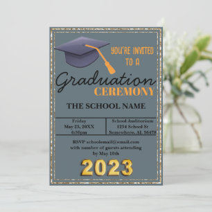 Invitation Bleu Cap de graduation