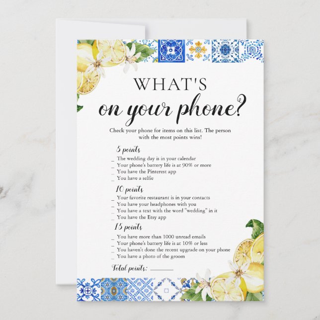 Invitation Bleu Carreau Ce qui est sur votre téléphone Fête d (Devant)