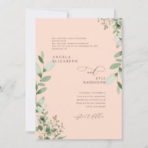 Invitation Bleu Cascadé de verdure Mariage Les deux parents I