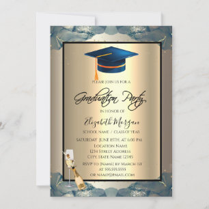 Invitation Bleu Casquette, Vin, Champagne de verre