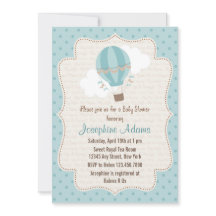 Bleu chaud d'invitation de baby shower de ballon à