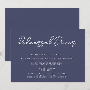 Invitation Bleu Chic de la Marine Élégant Dîner de répétition