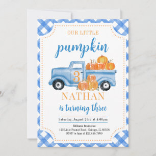 Invitation Bleu Citrouille Camion Anniversaire