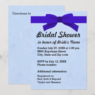 Invitation Bleu clair avec Fête des mariées Coeur et Bleu Bow