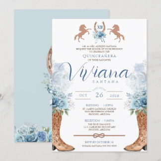Invitation Bleu clair Charra Quinceanera