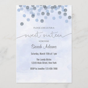 Invitation bleu-clair d'anniversaire de confettis