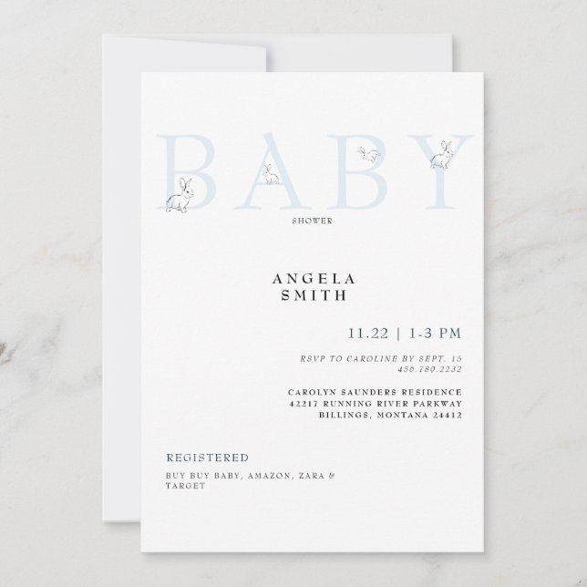 Invitation Bleu clair En vichy Baby shower Invita (Devant)