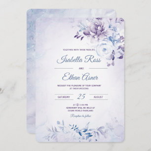 Invitation Bleu clair et Mariage lavande