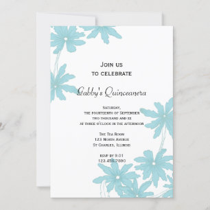 Invitation Bleu clair marguerites Quinceanera Party Invitatio