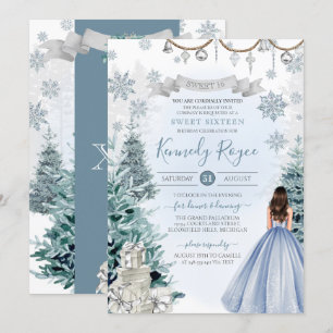 Invitation Bleu clair moelleux hiver doux 16 Anniversaire