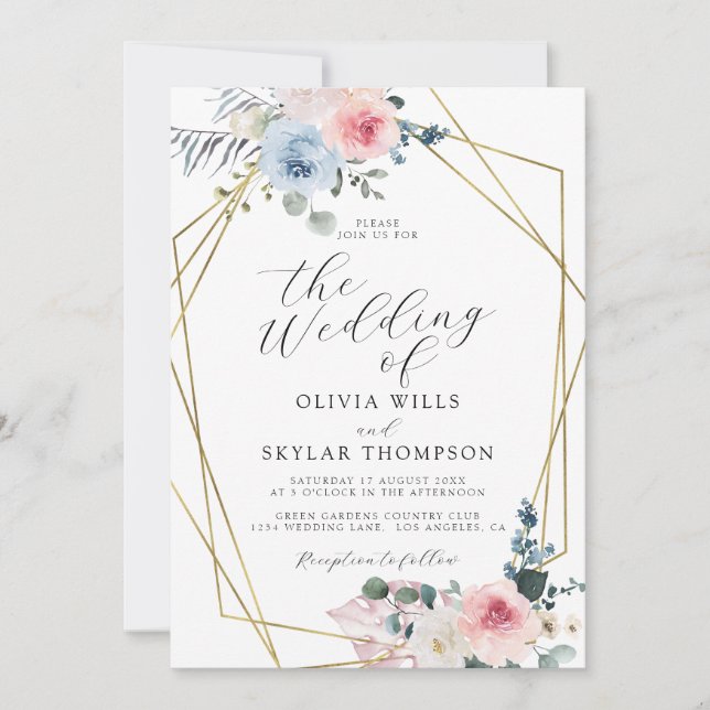 Invitation Bleu clair Plage Mariage Boho Tropical (Devant)