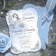 Invitation Bleu clair Silver Princesse Quinceanera Anniversai (Unique, downloadable light blue quinceanera invitations on an editable DIY template.)