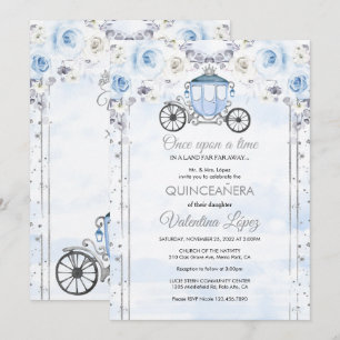 Invitation Bleu clair Silver Princesse Quinceanera Anniversai