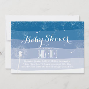 Invitation Bleu Classique Dandelion Baby shower soufflant