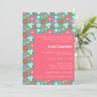 Bleu coloré Retro Floral Jouer Bat mitzvah