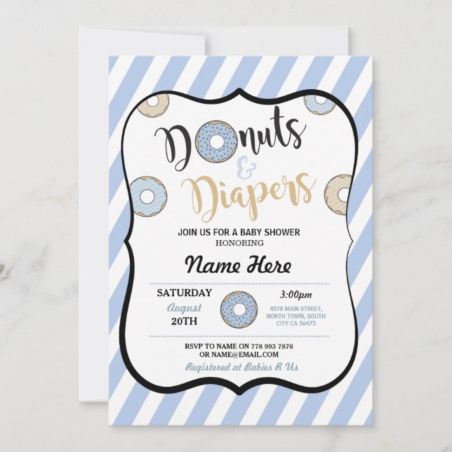 Invitation bleu de baby shower de butées toriques (Devant)