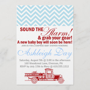 Invitation bleu de baby shower de Chevron de