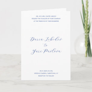 Invitation Bleu de cobalt minimaliste Mariage moderne