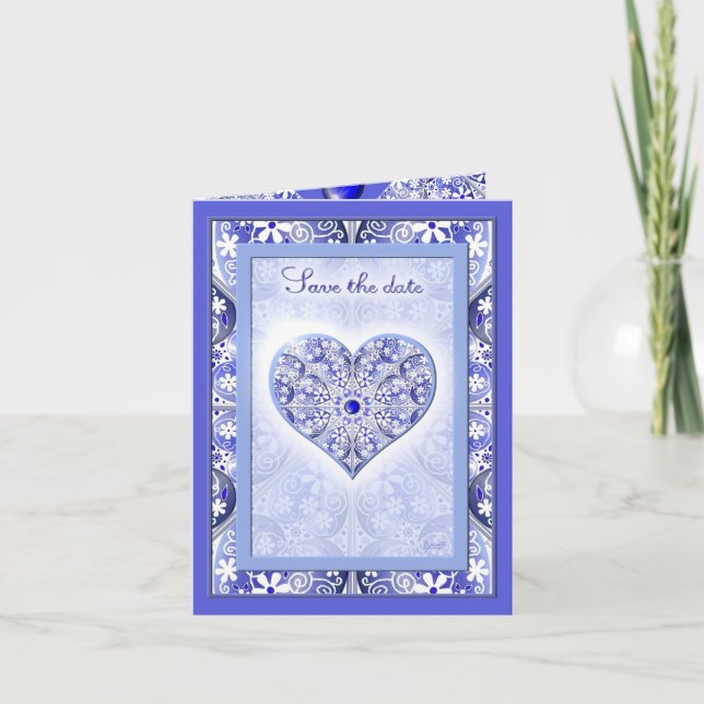 Invitation Bleu de dentelle en céramique de Grèce (Devant)