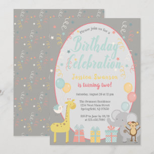 Invitation Bleu de fête des animaux de la Coupe