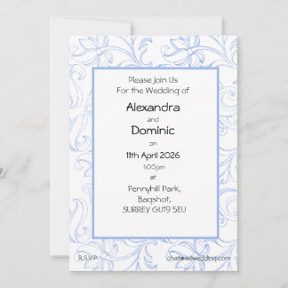 Invitation Bleu de fleur de Cornouailles type bordure